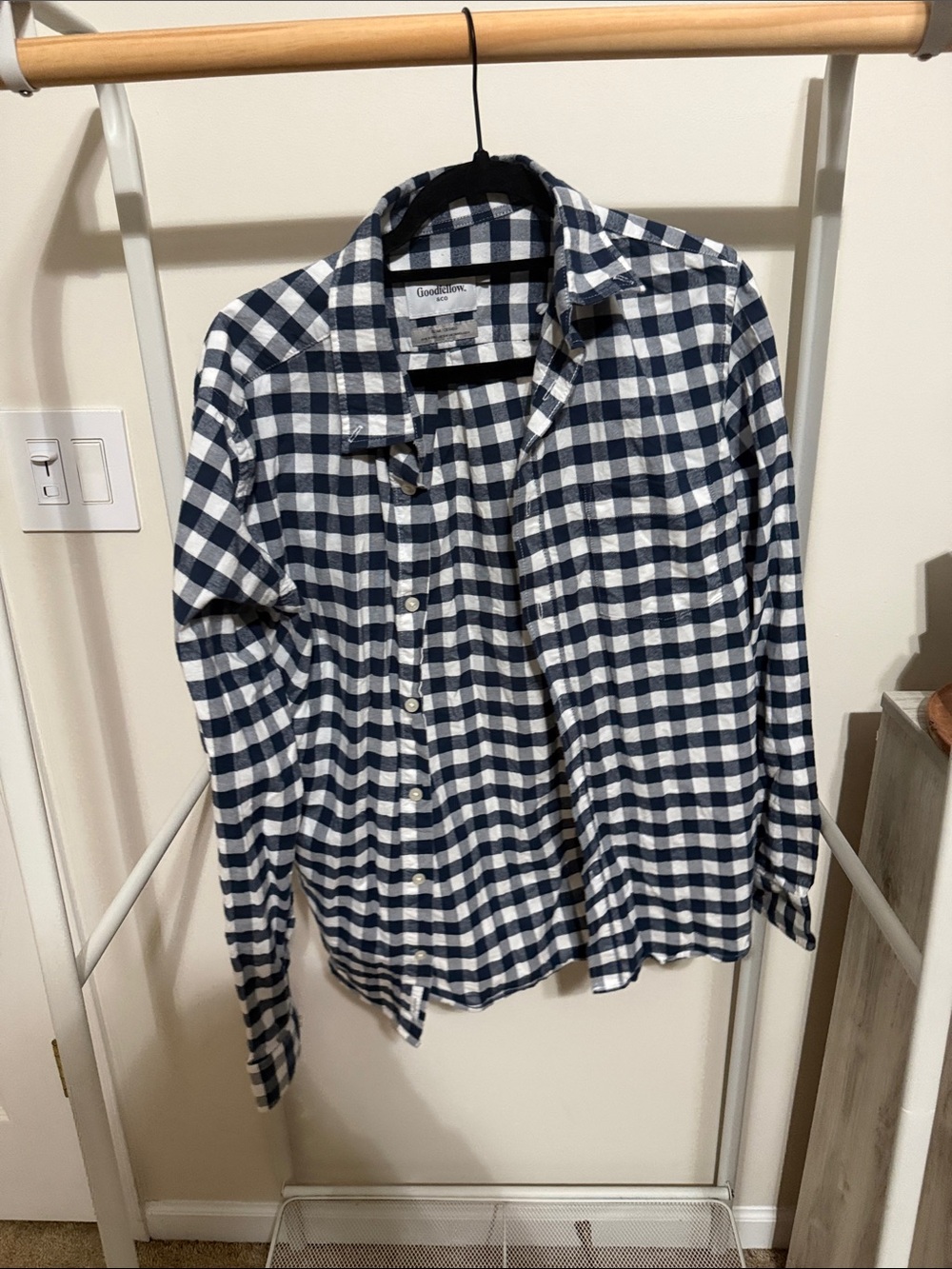 Goodfellow & Co Navy and White Gingham Shirt